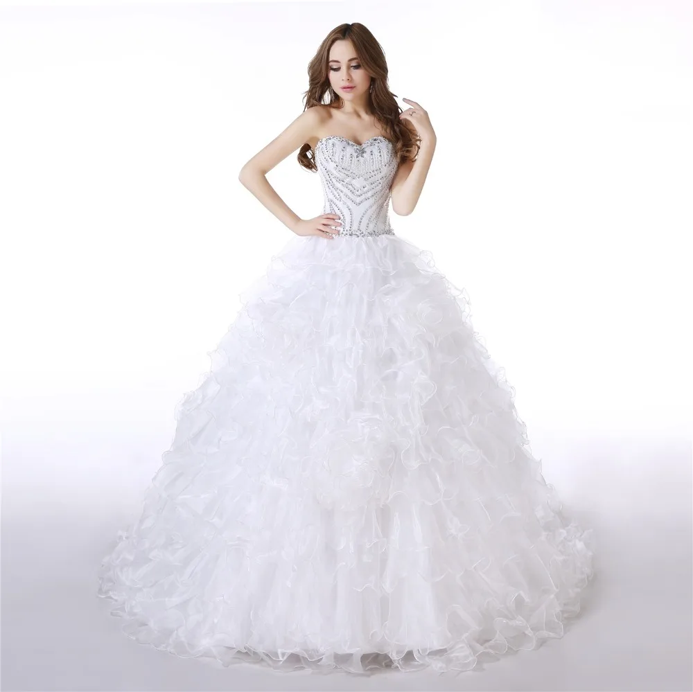 ANGELSBRIDEP Белый Пол Длина Свадебные платья 2018 Красивые Кружева назад с оборками