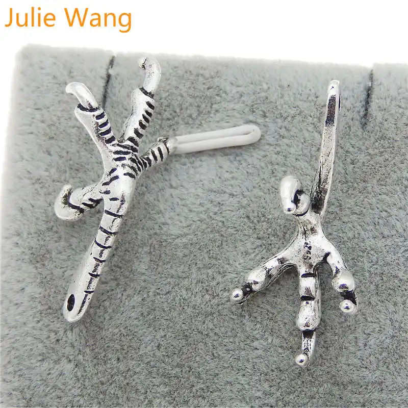 Julie Wang 10 шт. Орлан цвет под старину серебро птица коготь сплав серьги браслет