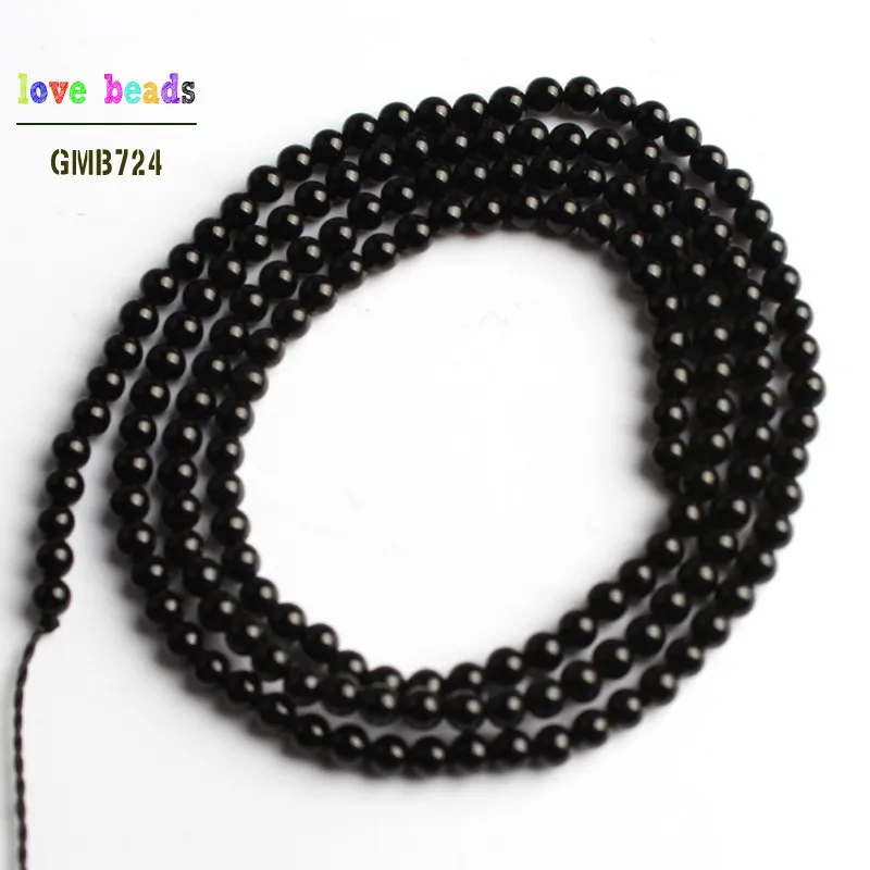 black agate Круглые Бусы из натурального камня Амазонит кварцевый Агаты бусины для изготовления ювелирных изделий Бисероплетение DIY браслет 2 мм 3 мм 1" нити - Цвет: black agate