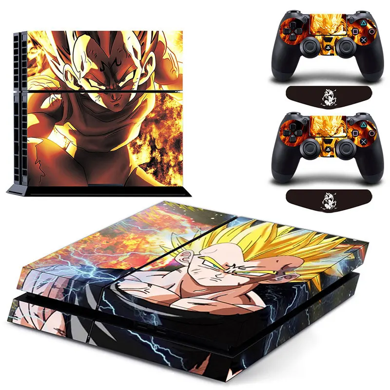 ARRKEO Dragon Ball с изображением супер вегеты Винил кожного покрова Стикеры Защитная крышка для sony Игровые приставки 4 PS4 консоли и 2 контроллеры светодиодный - Цвет: Темно-синий