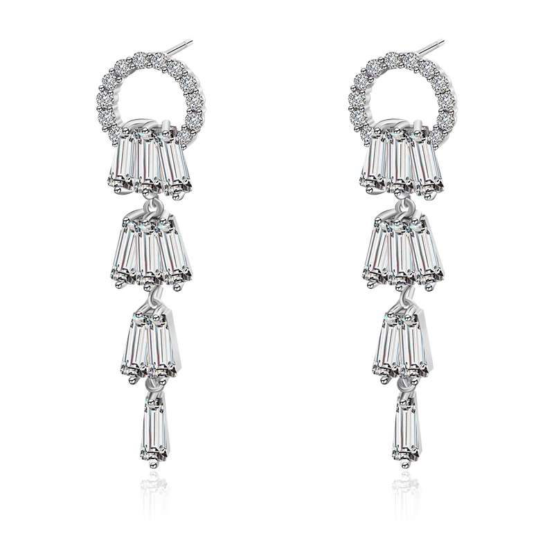 

Zhijia Fashion Jewelry Shining Crystal Round Circle Stud Earrings For Women Sliver Color Earrings Party Wedding Jewelry Gift