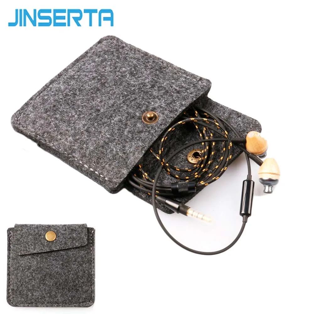 JINSERTA фетровый портативный чехол для наушников мини-чехол кабель передачи данных