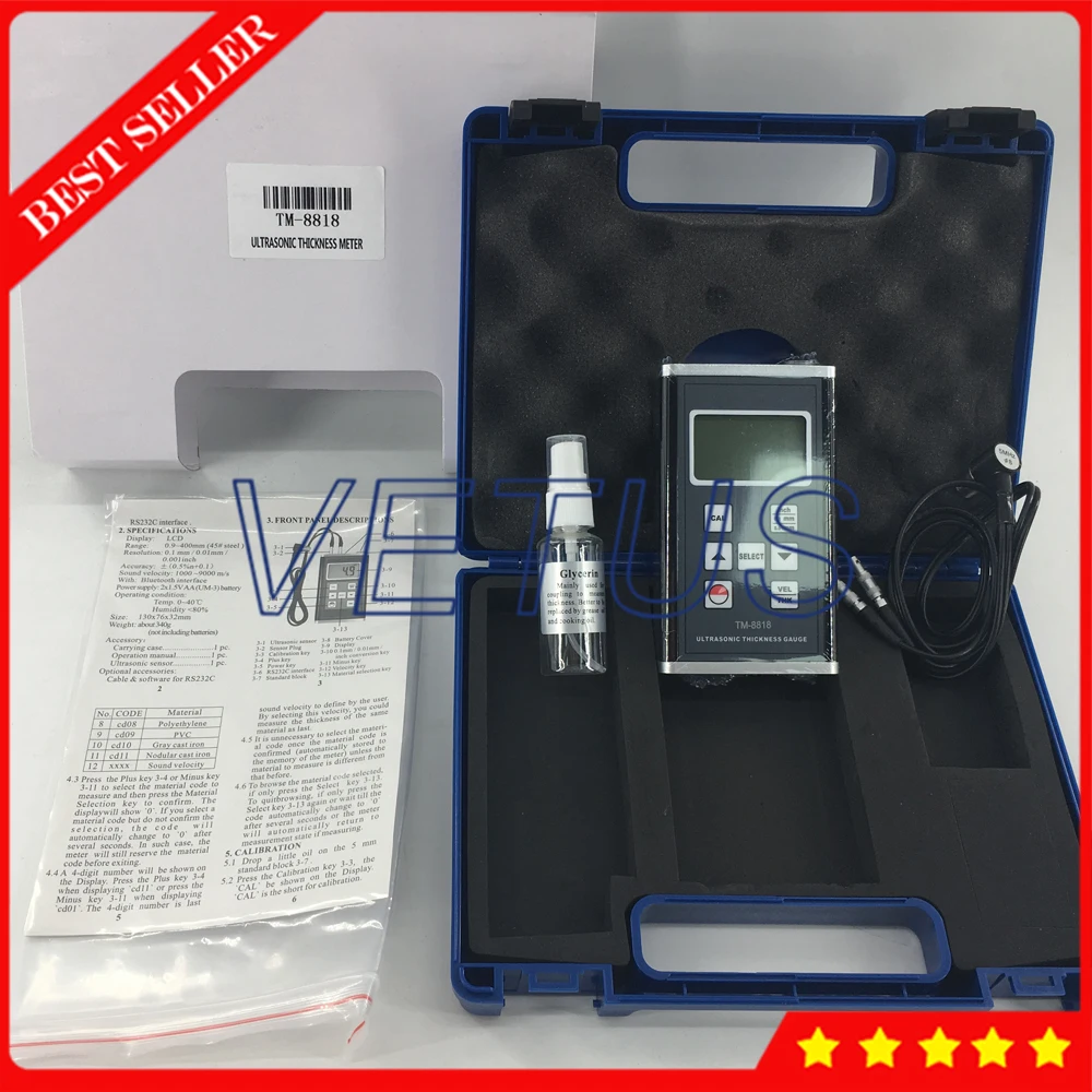TM-8818 Digital Ultrasonic Thickness Gauge Meter Tester With 0.75 to 400mm Range Steel Aluminum Measuring Instrumnet | Инструменты