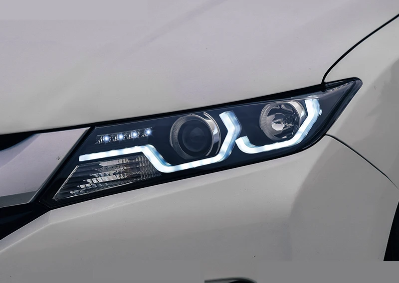 Для Honda City светодиодный головной фонарь Биксеноновая линза для проектора год HID комплект светодиодный фары дневного света ксеноновая лампочка