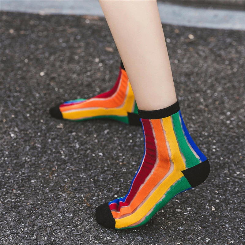 SP & CITY/женские короткие носки в радужную полоску с рисунком уличные стильные хип