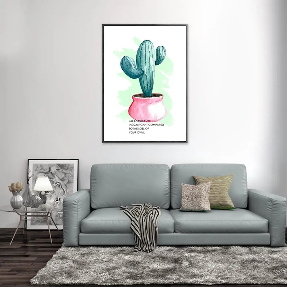 Скандинавский акварельный Зеленый Кактус растительный постер принт хипстер