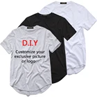 Футболка мужская длинная с принтом сделай сам, уличная одежда, тенниска в стиле хип-хоп, эксклюзивный дизайн под заказ, DZS5MC