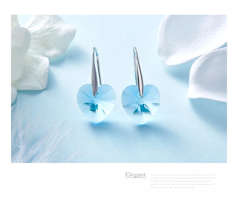 BAFFIN классические Висячие серьги, Висячие сердца, кристаллы от Swarovski, для женщин, серебряный цвет, серьги, ювелирное изделие для девушек, друзей, подарок