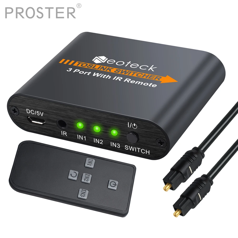 Proster SPDIF/Toslink коммутатор 3x1 + удаленный цифровой преобразователь оптический аудио
