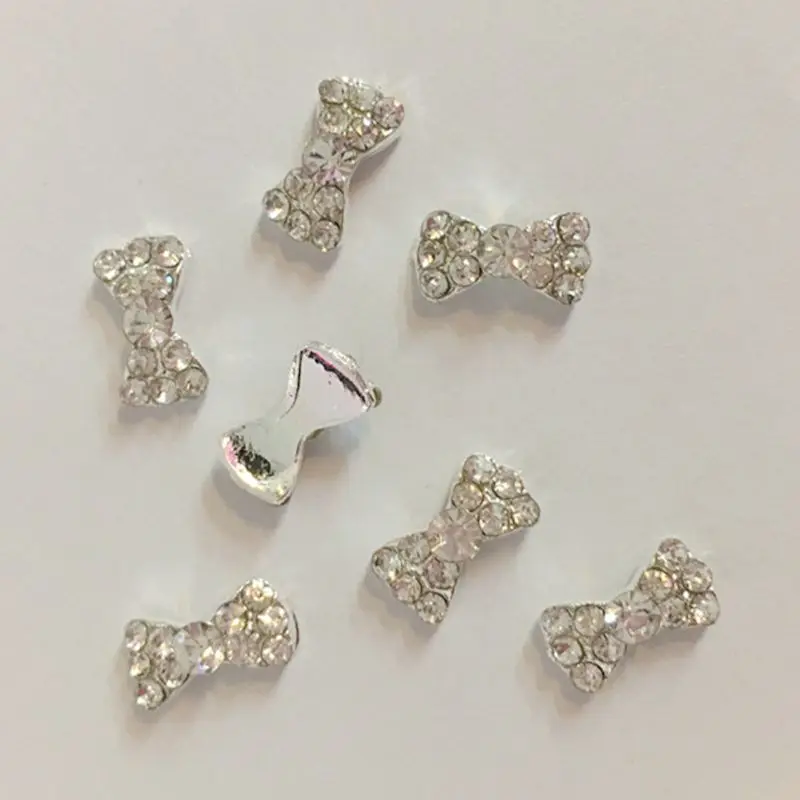 

10 Pcs New Diamond Bow Glitter Nail Alloy Set 3D Nail Art Decoration DIY Tools Rhinestone Sticker For Manicure Decor