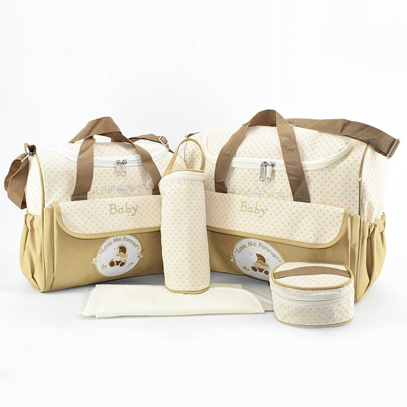 5pcs/set Baby Diaper Bag Large Capacity Organizer Bag Changing Nappy Bag For Baby Moms Maternity Bag