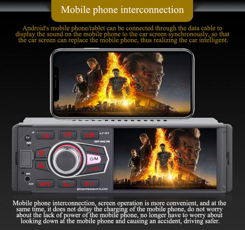 1 Din автомагнитола 4032UM 4,1 дюймов Bluetooth FM/USB/AUX in/SD MP3 PRemote управление HD 1080P экран Авторадио