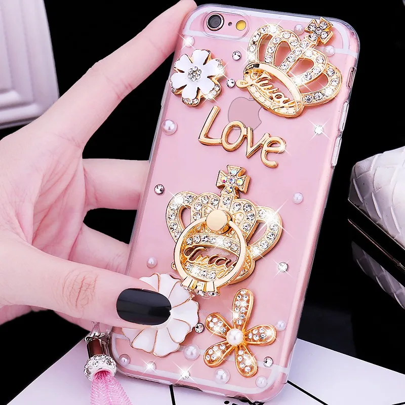 Чехол подставка для телефона iPhone 7 8 6S Plus XS Max XR X Diamond TPU чехол Samsung Galaxy J6 J8 2018 A70 A50 A60 A40