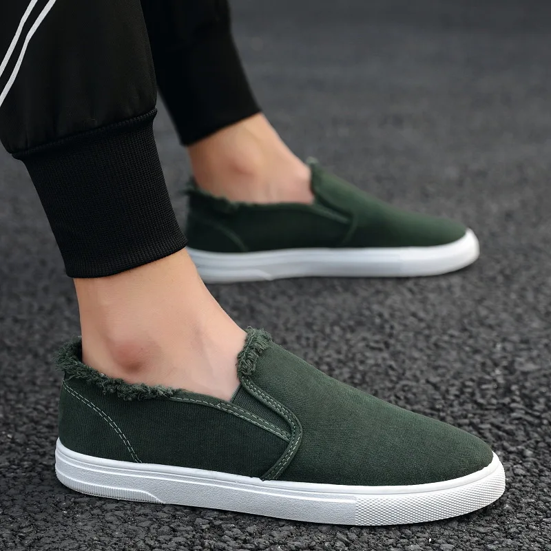 Мужские парусиновые туфли яркого цвета Классические Модные дышащие без шнурков