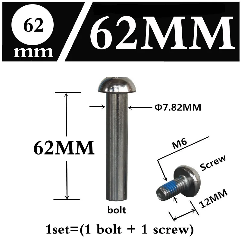62mm M6 и 8*29 31 33 39 42 45 50 54 57 78 мм скутеры роликовые коньки горный велосипед амортизаторы гайки и болты винты 1 комплект - Цвет: 62mm