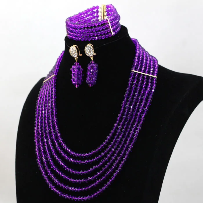 Подвески 6 слоев фиолетовые африканские Ювелирные наборы хрустальные бусины для