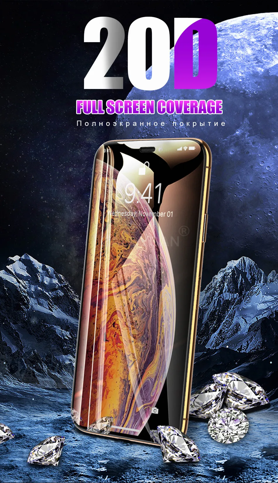 20D полное покрытие изогнутая Защитная пленка для iPhone 8 7 6 6s Plus XR XS Max 11 Pro Max 9H прозрачное закаленное стекло защитная пленка