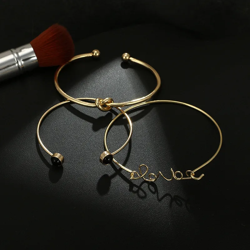 

Trendy Gold Color Shell Leaf Bracelets Vintage Resin Triangle Heart LOVE Letter Bracelet&Bangle For Women