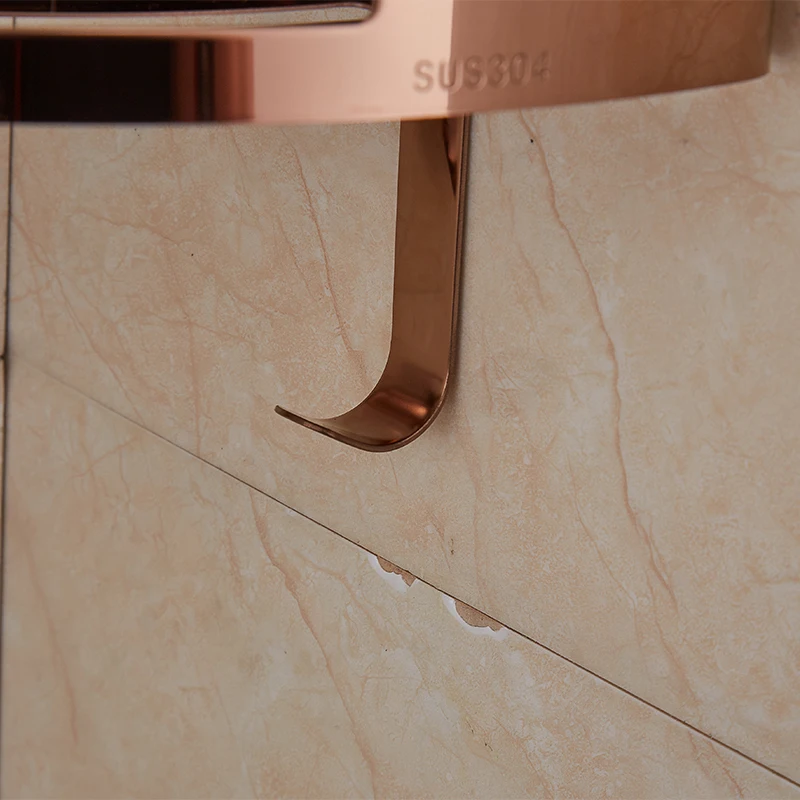 Triangle Bathroom Shelves Double Layer Stainless Steel Rose Gold Corner Shower Shampoo Cosmetic Storage Shelf Products | Обустройство