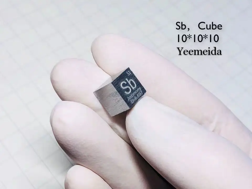 99.9% антимоний металлический Sb резной элемент, постоянный стол 10 мм куб