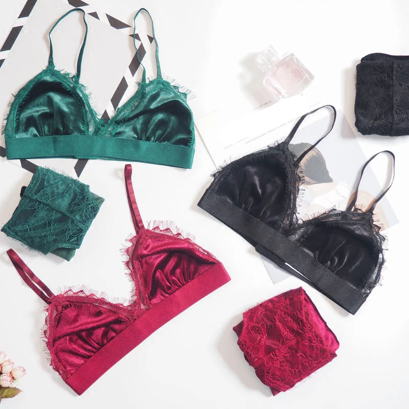 Комплект женского нижнего белья из бюстгальтера и трусиков с тонкой чашкой|underwear