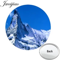 jweijiao the alps photo anniversary one side flat pocket mirror compact portable makeup vanity hand travel purse mirror