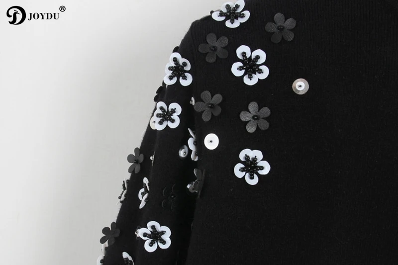 JOYDU Runway Design Sweater Women 2018 Korean Fashion Knit Pullover Flower Beading Office Lady Winter Casual Jumper pull femme | Женская