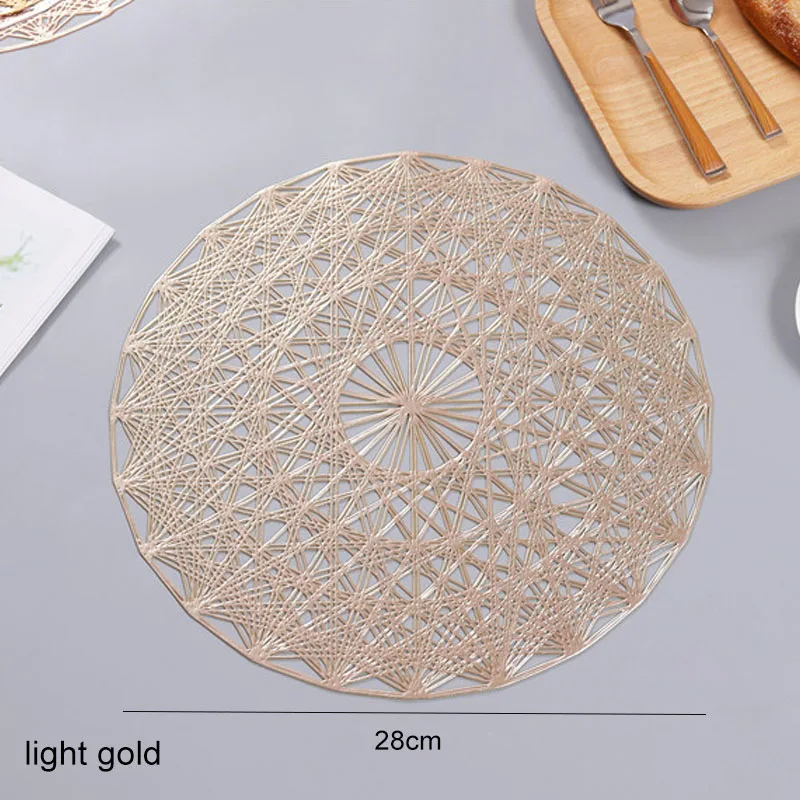 light gold Нордический стиль изоляции анти-скальдинг Настольный коврик из ПВХ обеденный полый стол декор в комнате круглая форма чашки Нескользящая подставка для стейка - Цвет: light gold