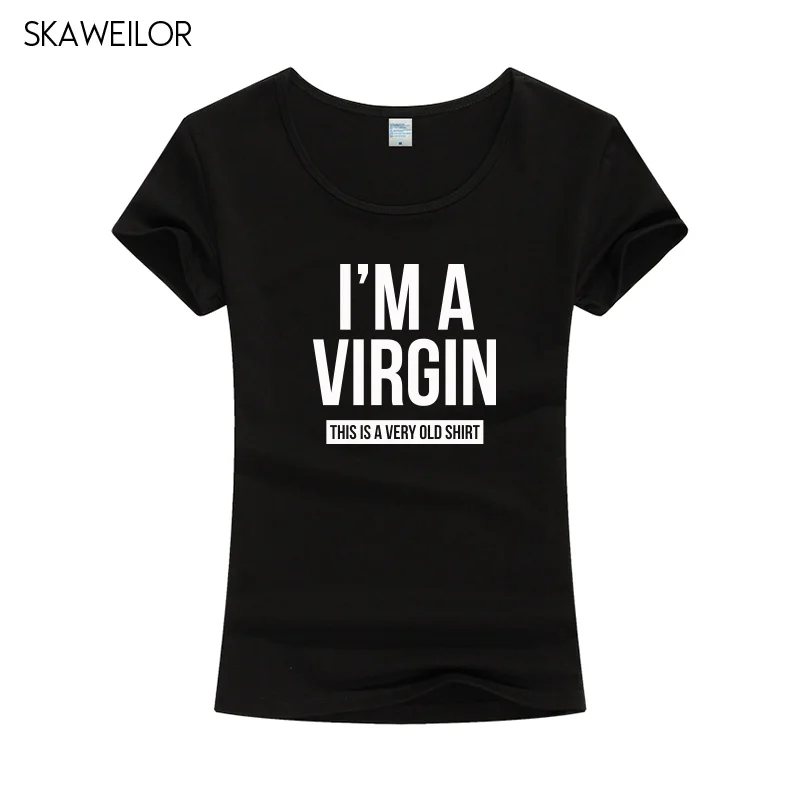 Женская хлопковая футболка с коротким рукавом I'm A Virgin для фитнеса лето 2019 |