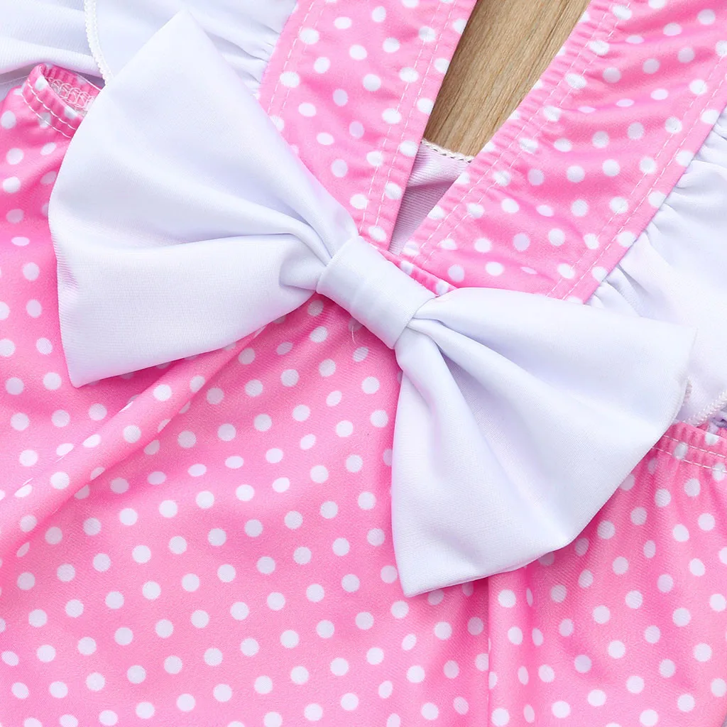 SAGACE/цельный комбинезон в горошек с бантом для маленьких девочек Пляжная одежда