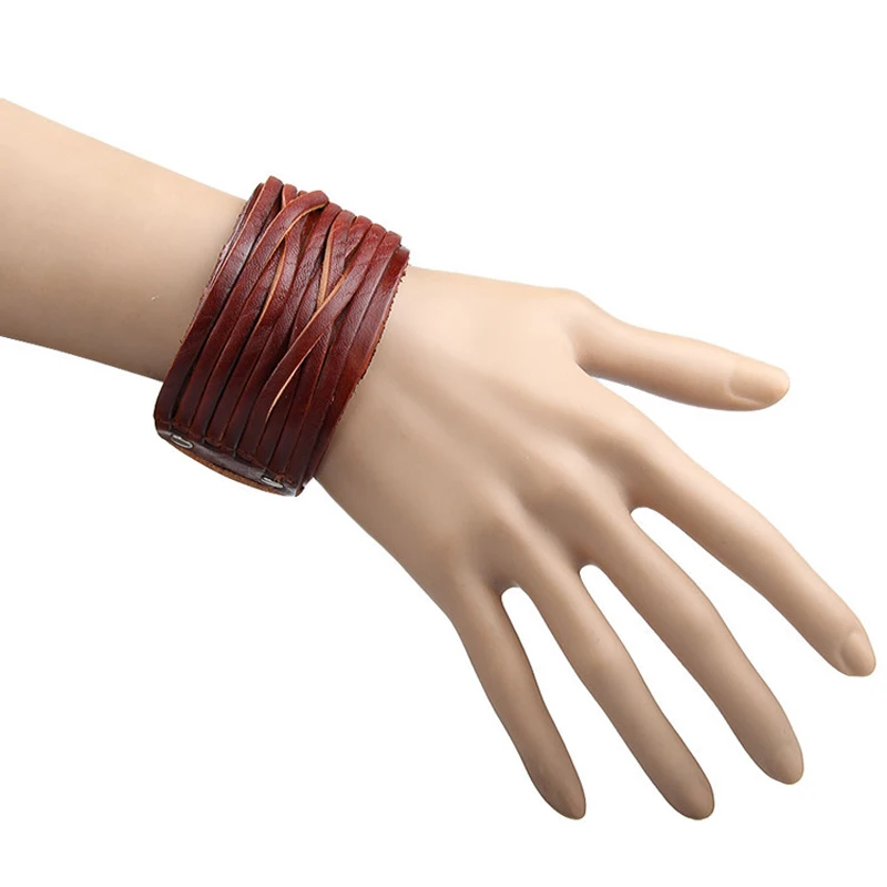 ZMZY Fashion Punk Men/Women Multi Braided Wide PU Leather Bracelet Wristband Jewelry Cuff Bangle Black/Brown Wrap Bracelets Gift | Украшения
