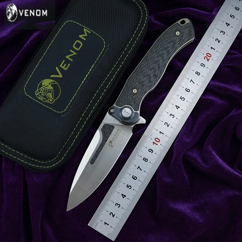 

Складной нож VENOM BONE DOCTOR M390 Titanium CF Flipper, уличный Карманный кухонный нож для кемпинга, охоты, выживания, фруктов, инструменты для повседневного ...