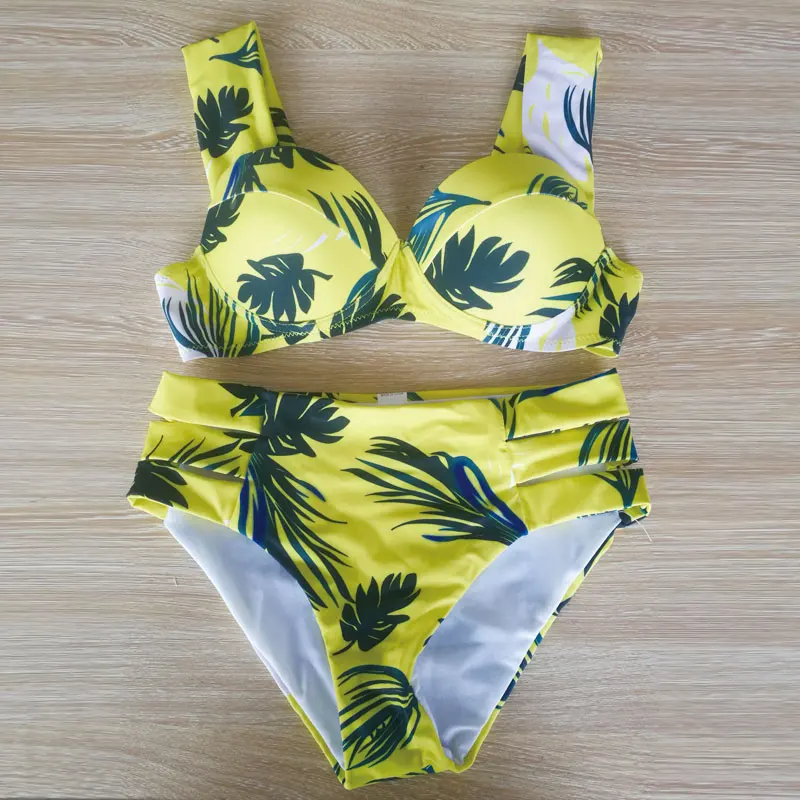 Wade Sea пуш ап бикини желтый купальник с принтом женский 3 цвета розовый красный