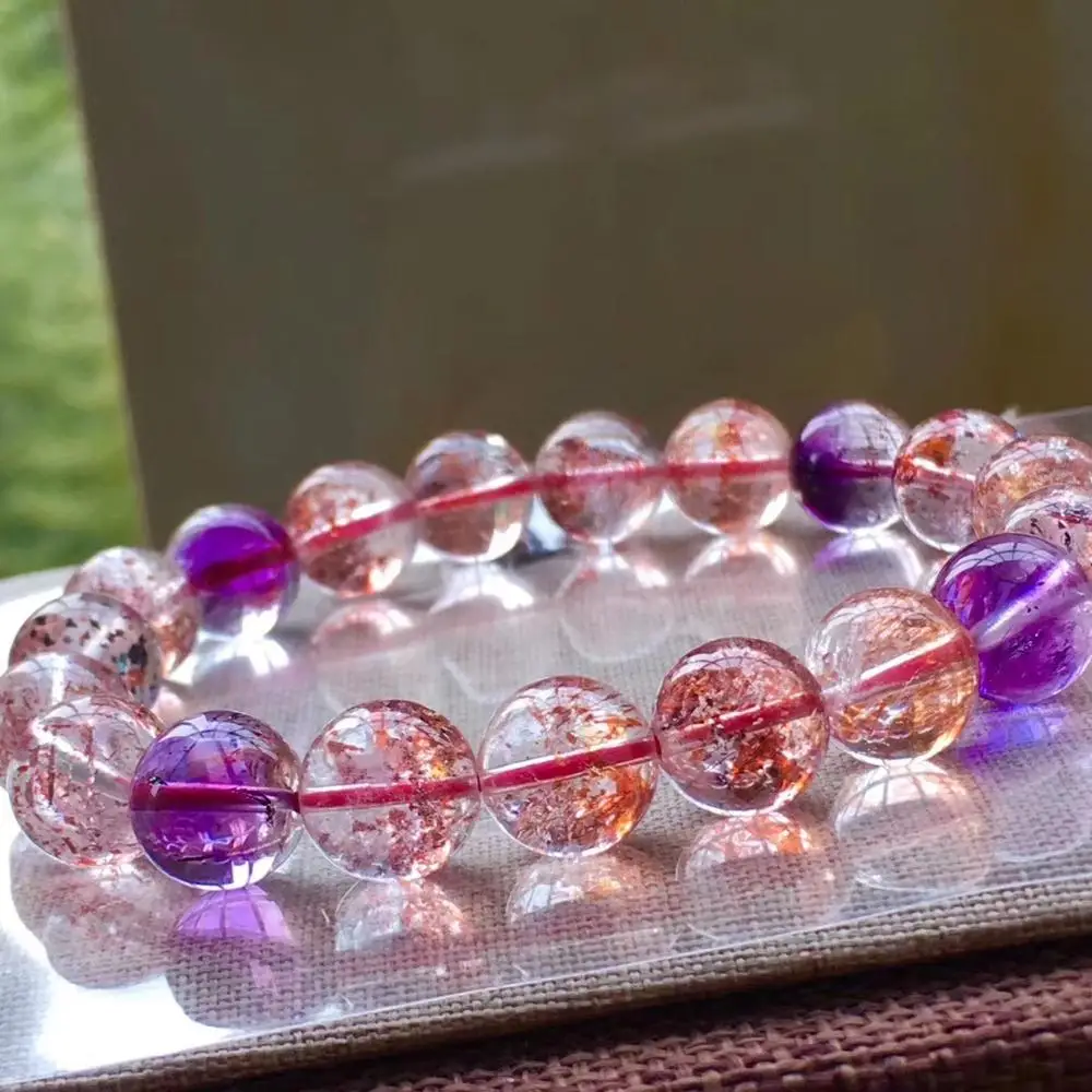 Высококачественный натуральный браслет Super Seven 7 Lepidocrocite из кварца с