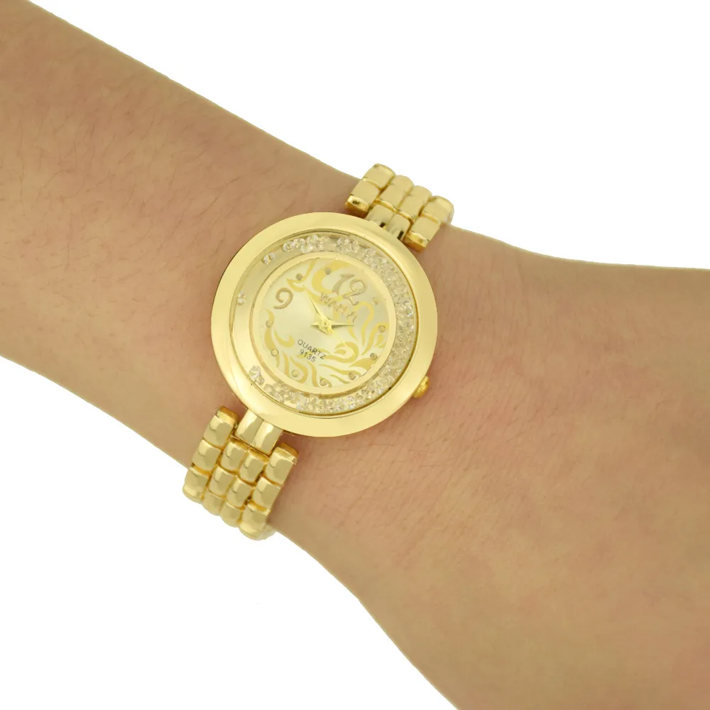 

Hot Fashion Crystal Quicksand Quartz Wristwatches Stainless Steel Belt Watches Women Exquisite Gold Small Dial Relojes Clock#B