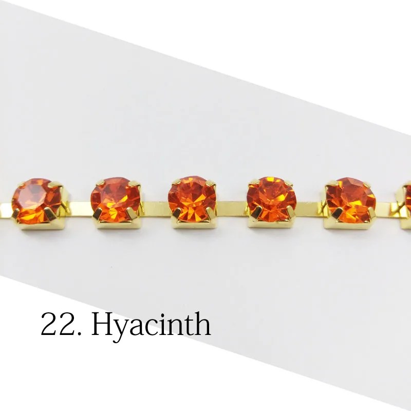 Hyacinth Горячая Распродажа Стразы чашки цепи 1 ярд/3 Ярд/5 Ярд SS28 хрустальные золотые цепочки 32 цвета для одежды сумки - Цвет: Hyacinth