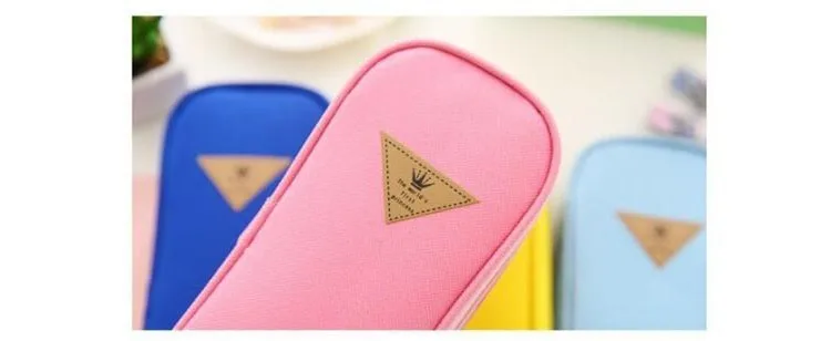 Cute Macaron Colors Big Canvas Pencil Case For Girls Kawaii Pencil Box Pen Case School Supplies Stationery