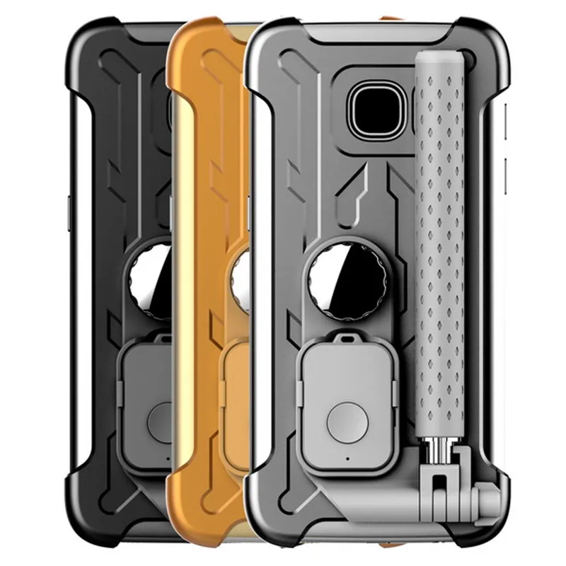 Для Samsung Galaxy S7 чехол роскошный зеркальный складной Стенд Вращающийся селфи-палка