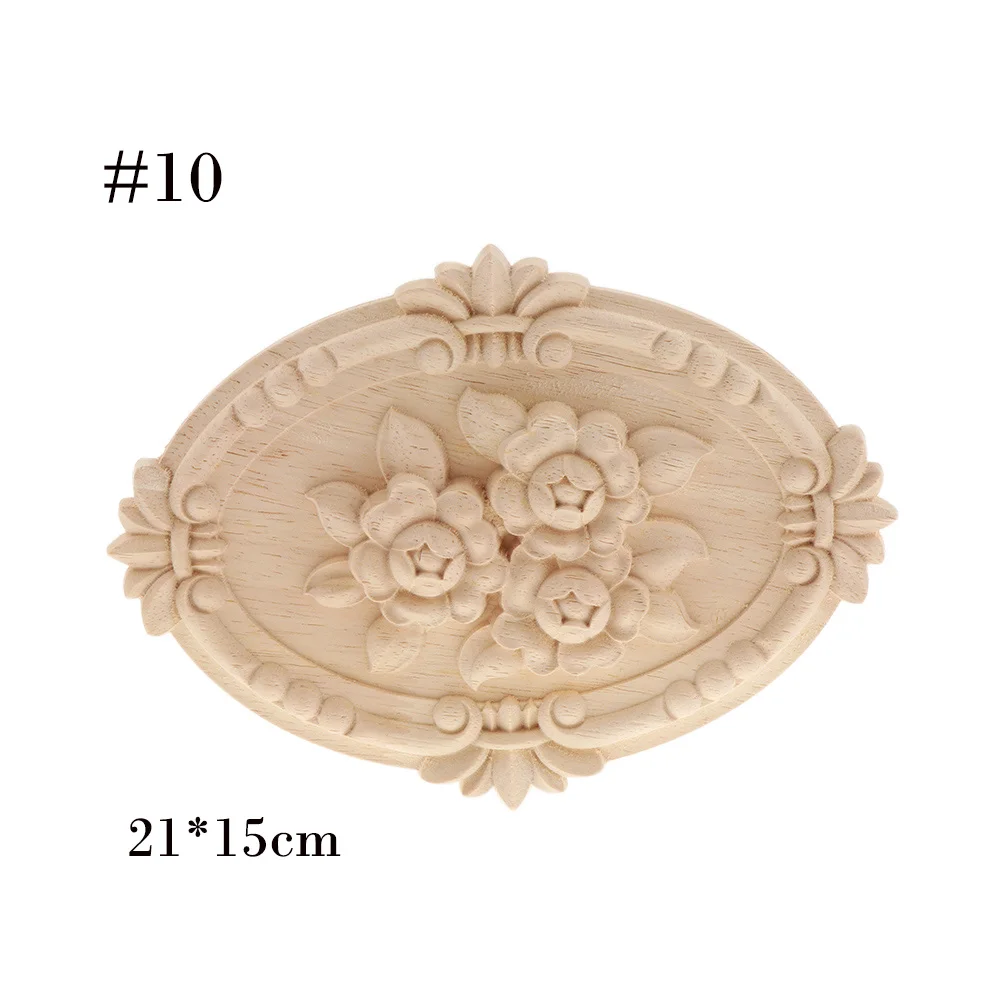 1 Pc Natural Floral Wood Carved Decal Corner Appliques Frame Wall Doors Furniture Woodcarving Decorative Wooden Figurines Crafts