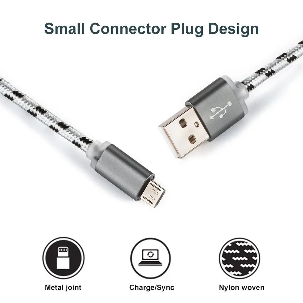 Короткое зарядное устройство 0 2 м 1 Micro USB в нейлоновой оплетке для Android быстрая