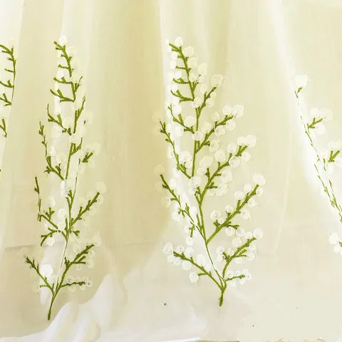 Высококачественные хлопковые льняные белые шторы с цветочным дизайном для