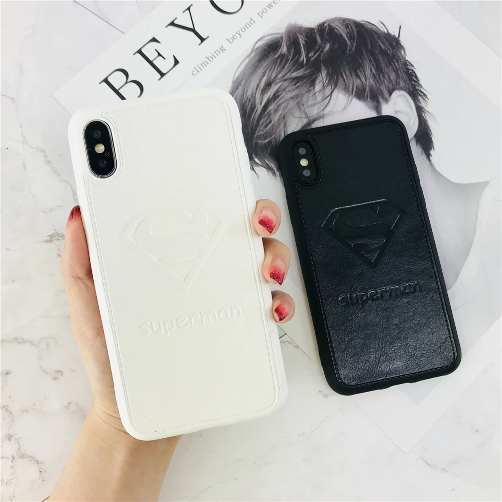 Чехлы для iPhone 6 S из искусственной кожи Супермен черный белый чехол телефона Plus