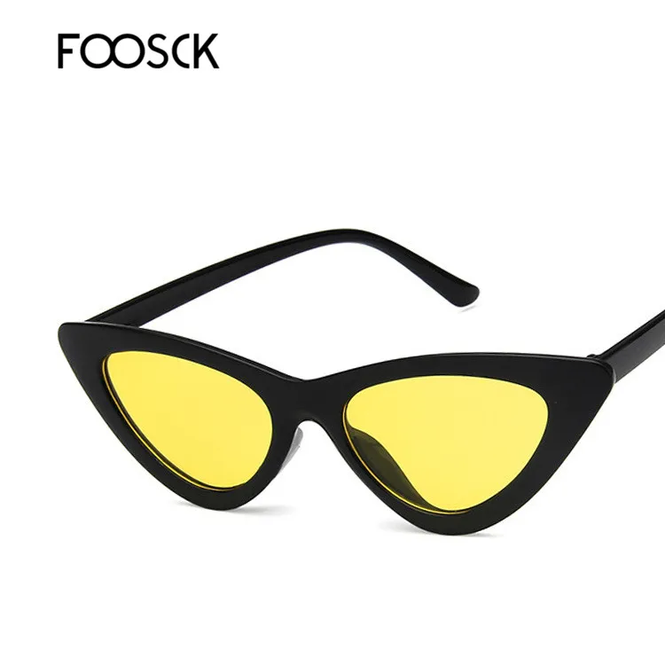 FOOSCK новые модные маленькие солнцезащитные очки кошачий глаз ретро круглые очки для мужчин Oculos De Sol Feminino Lunette Soleil - Цвет линз: C5Yellow