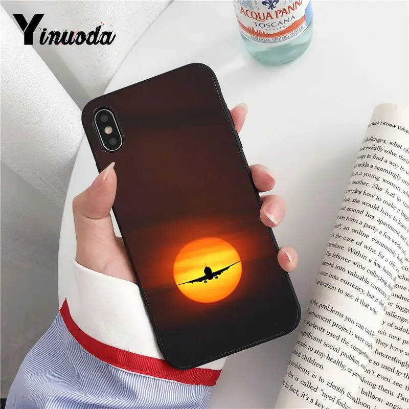 Yinuoda самолет взлет полета черный мягкий корпус телефона чехол для iPhone X XS MAX 6 6S 7 7plus 8 8Plus 5 5S XR Fundas Capa - Цвет: A13