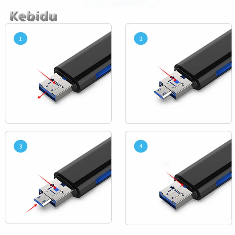 5-в-1 OTG кардридер Kebidu Type-C высокоскоростной USB 2 0 считыватель TF-карт адаптер