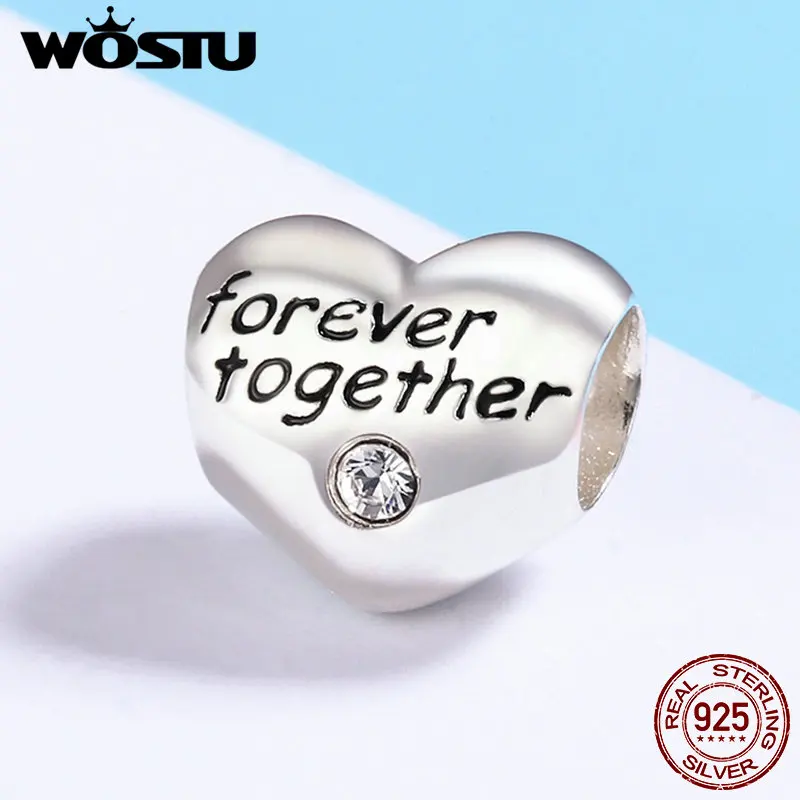WOSTU романтический 925 пробы Серебряное сердце для влюбленных Вместе навсегда