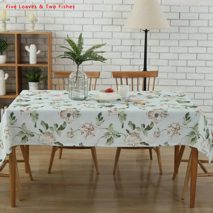 Free Shipping Peony flowers Square Tablecloths Cotton Linen Tablecloth Rectangular Table Cloth Solid cover Manteles | Дом и сад