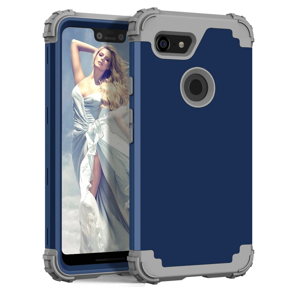 Mint Green Gray Телефон с противоударной защитой чехол s для Google Pixel 3 XL чехол Полный корпус крышка 3 в 1 Гибридный Жесткий ПК и мягкий силиконовый сверхпрочный - Цвет: Mint Green Gray