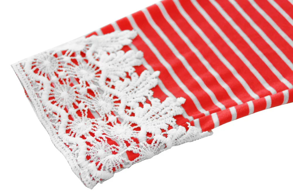 Женское платье в полоску с рукавом три четверти белое и красное повседневное