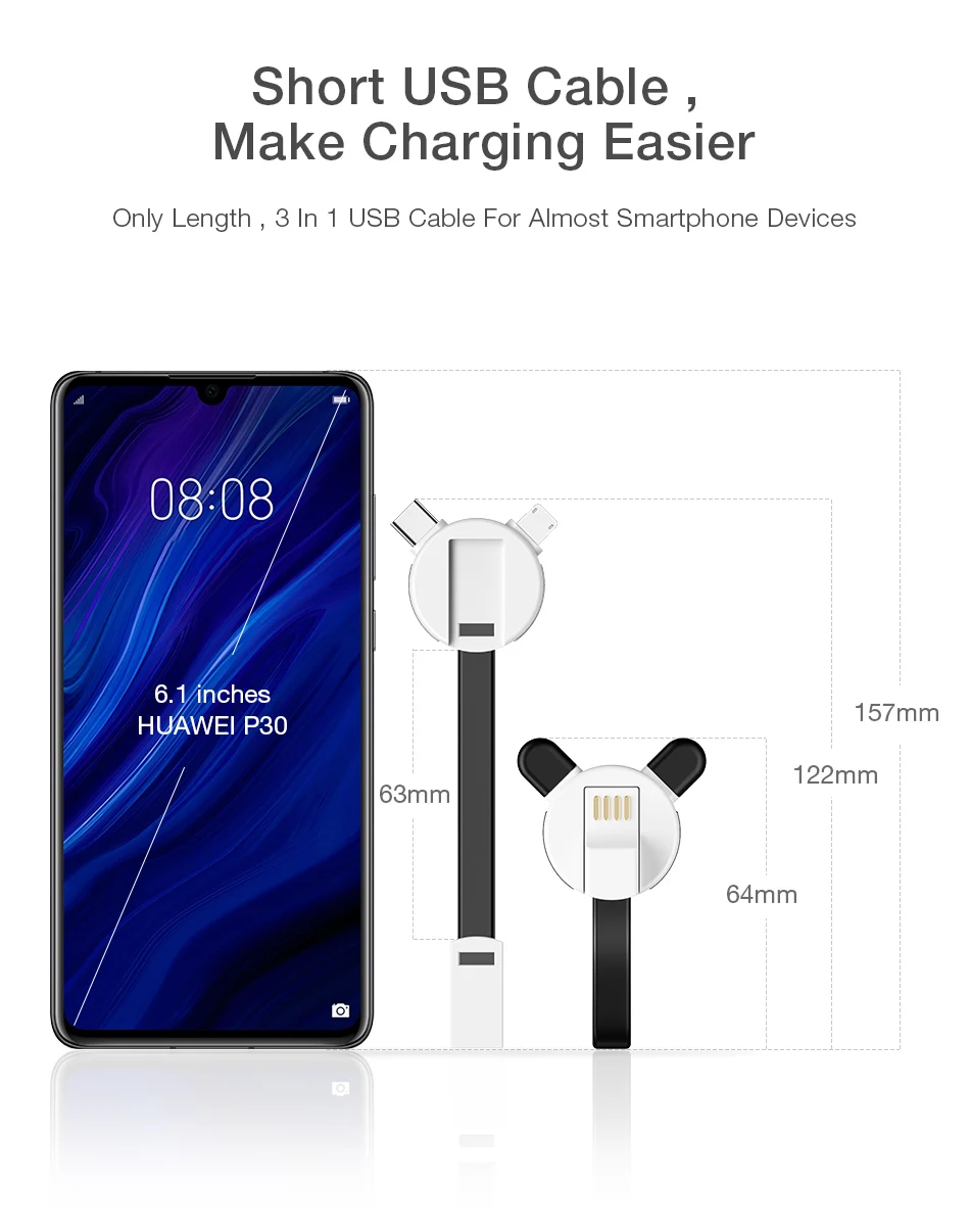 Кабель usb 3 в 1 Micro type-C Магнитный usb-кабель для iphone samsung Xiaomi 2A Быстрая зарядка 63 мм брелок для power bank дорожная зарядка магнитная зарядка micro usb